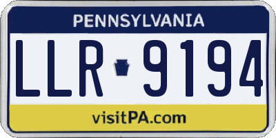 PA license plate LLR9194