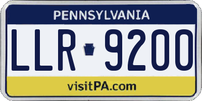 PA license plate LLR9200
