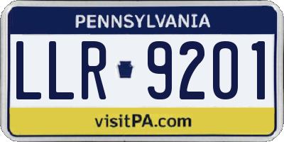 PA license plate LLR9201