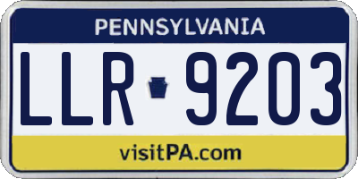 PA license plate LLR9203