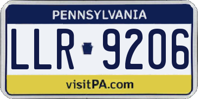 PA license plate LLR9206