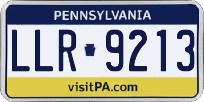 PA license plate LLR9213