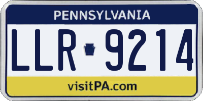 PA license plate LLR9214