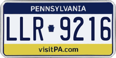 PA license plate LLR9216