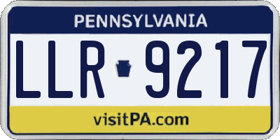 PA license plate LLR9217