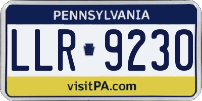 PA license plate LLR9230