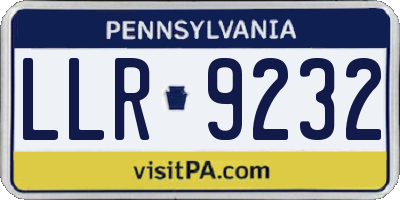 PA license plate LLR9232