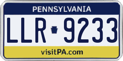 PA license plate LLR9233