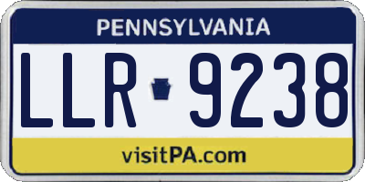 PA license plate LLR9238