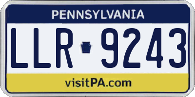 PA license plate LLR9243