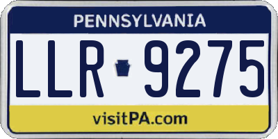 PA license plate LLR9275