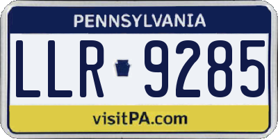 PA license plate LLR9285
