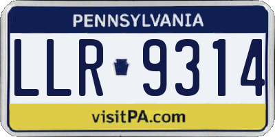 PA license plate LLR9314