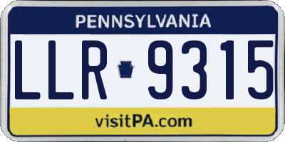 PA license plate LLR9315