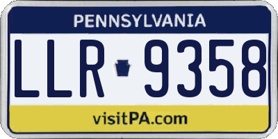 PA license plate LLR9358