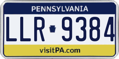 PA license plate LLR9384