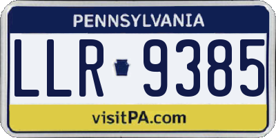 PA license plate LLR9385