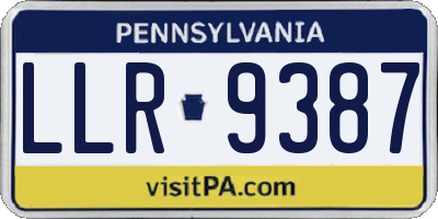 PA license plate LLR9387