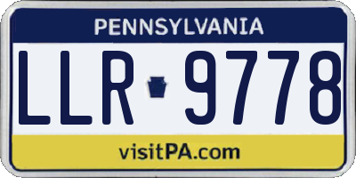 PA license plate LLR9778