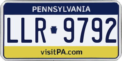 PA license plate LLR9792