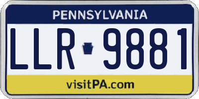 PA license plate LLR9881