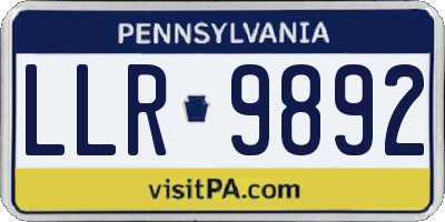 PA license plate LLR9892
