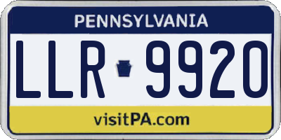 PA license plate LLR9920