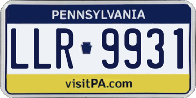 PA license plate LLR9931
