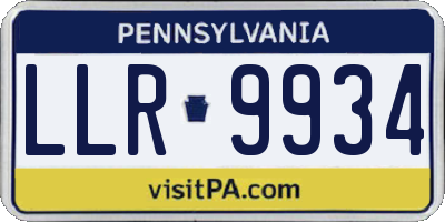 PA license plate LLR9934