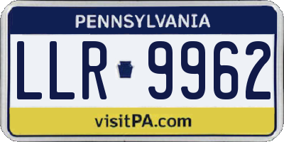 PA license plate LLR9962