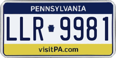 PA license plate LLR9981
