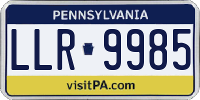 PA license plate LLR9985