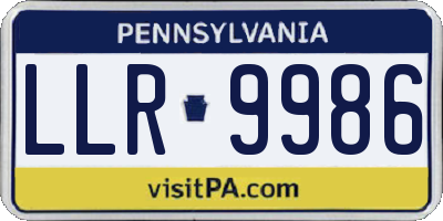 PA license plate LLR9986