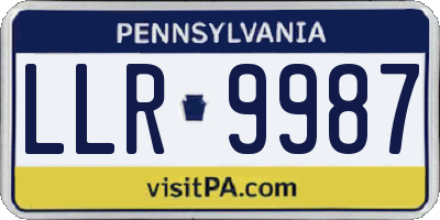 PA license plate LLR9987