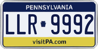 PA license plate LLR9992