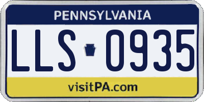 PA license plate LLS0935