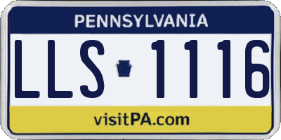 PA license plate LLS1116