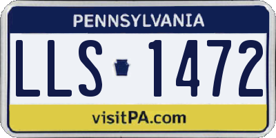 PA license plate LLS1472