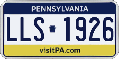 PA license plate LLS1926