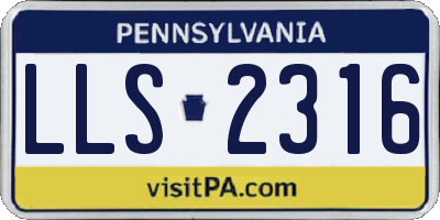 PA license plate LLS2316