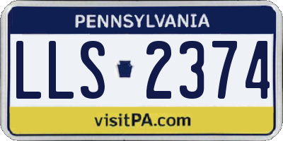 PA license plate LLS2374