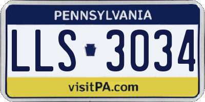 PA license plate LLS3034