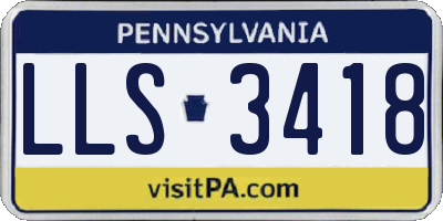 PA license plate LLS3418