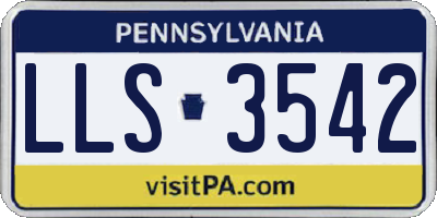 PA license plate LLS3542
