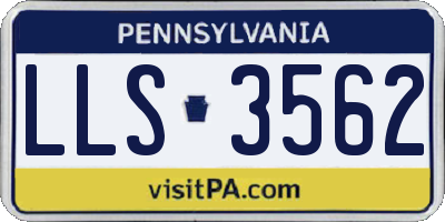 PA license plate LLS3562