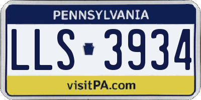 PA license plate LLS3934