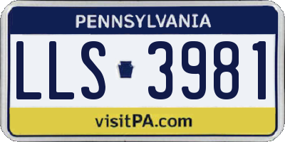 PA license plate LLS3981