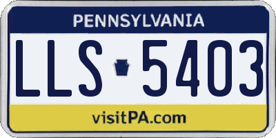 PA license plate LLS5403