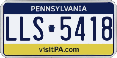 PA license plate LLS5418