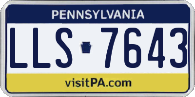 PA license plate LLS7643